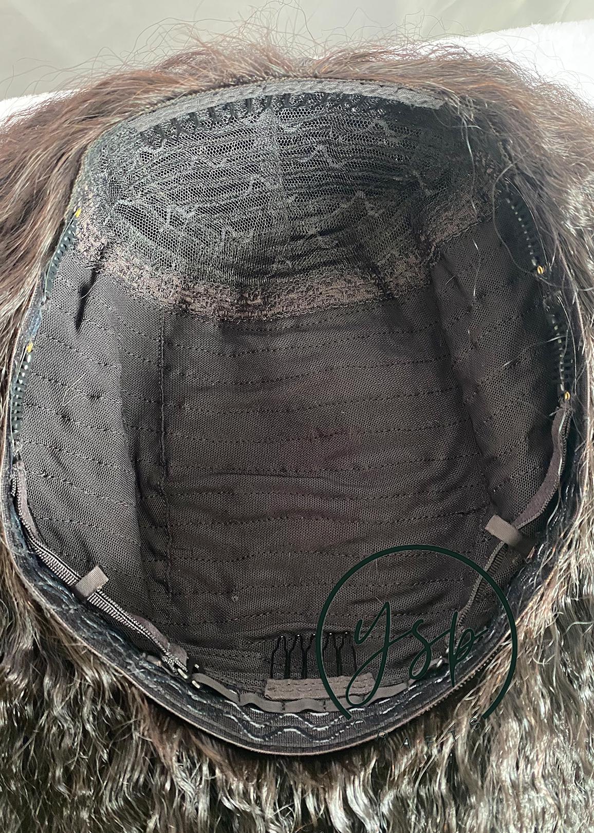 100% Human Hair 3/4 Half Wig Kinky Straight Natural Black Color - Image 7