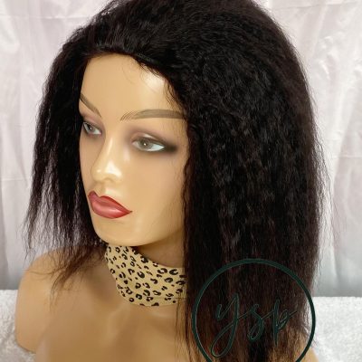 100% Human Hair 34 Half Wig Kinky Straight Natural Black Color