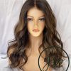 100% Human Hair Balayage Wavy Wig, Silk Top Lace Front, Glueless Long Wig