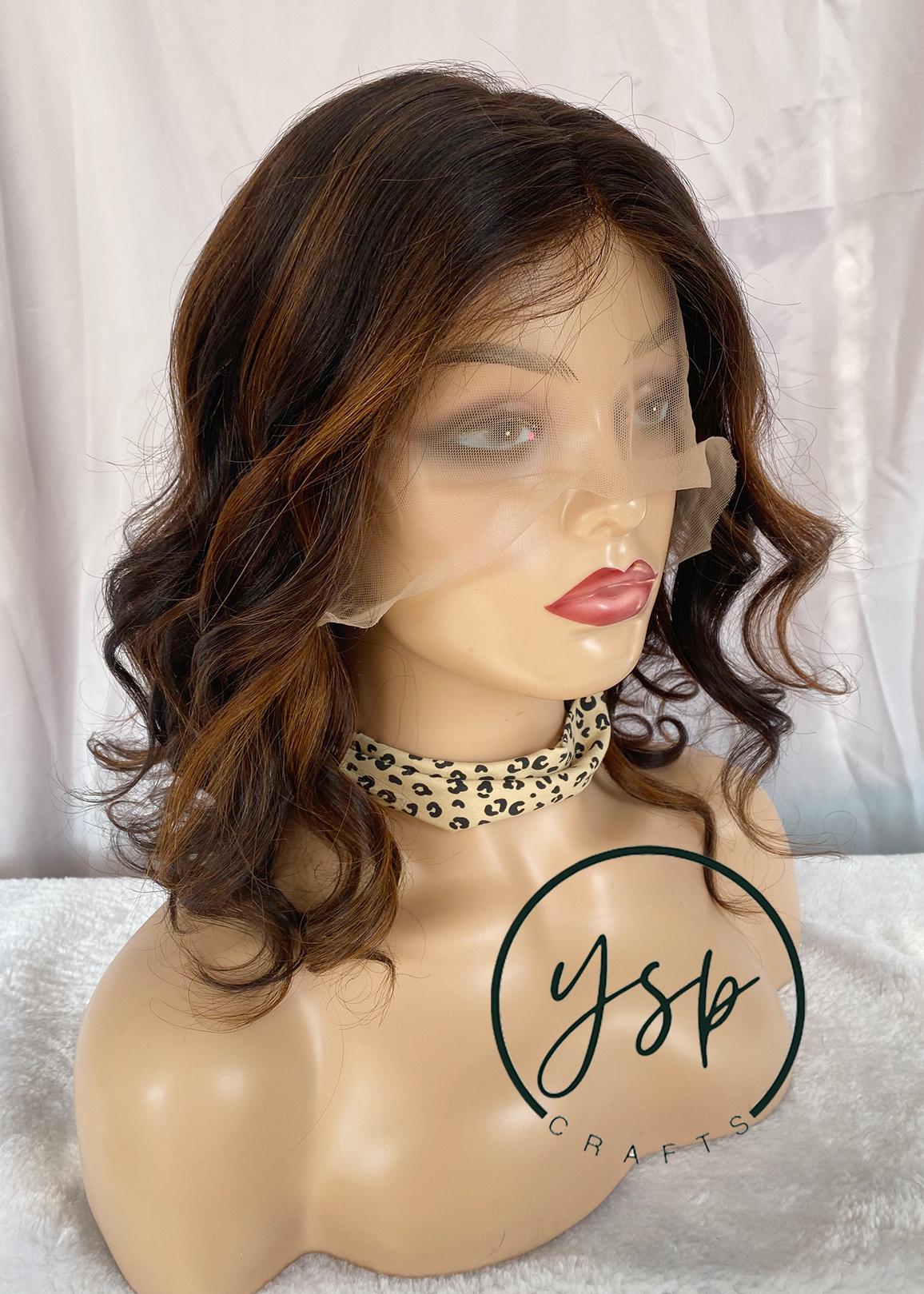 100% Human Hair Lace Front Wig for Women Balayage | Wavy Bob | Glueless | Pre-Plucked Hairline - Image 5