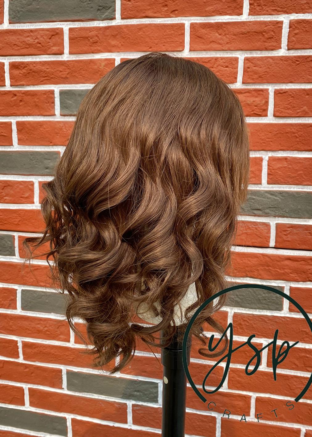 100% Human Hair silk topper for women Brown, Wavy Style,without bangs - Image 5