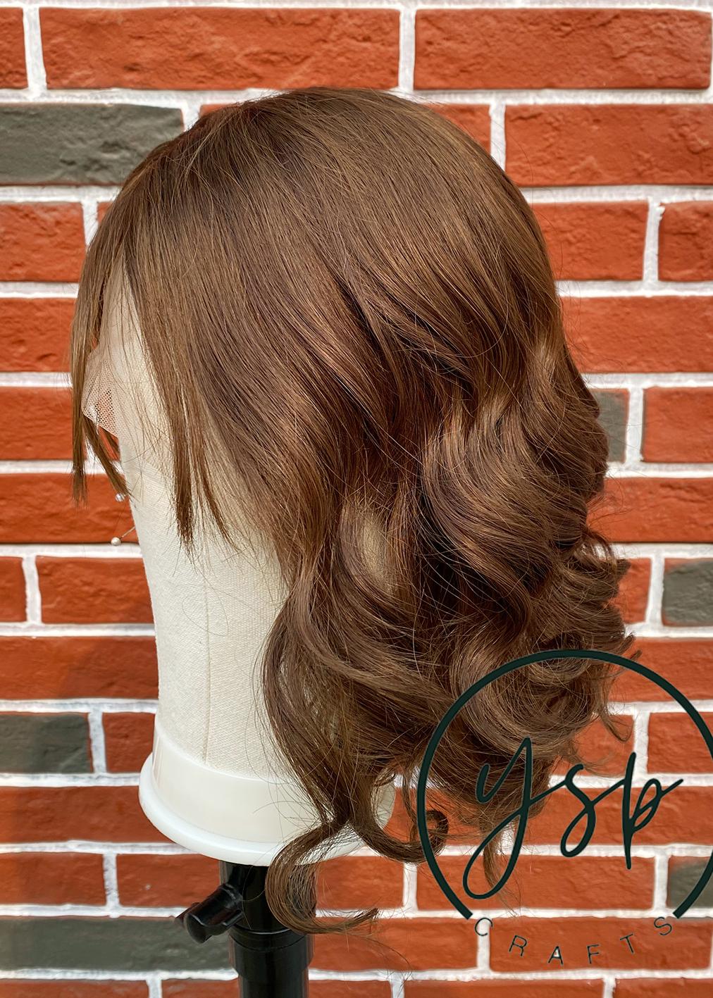 100% Human Hair silk topper for women Brown, Wavy Style,without bangs - Image 3