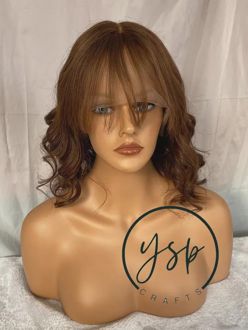 100% Human Hair silk topper for women Brown, Wavy Style,without bangs - Image 2