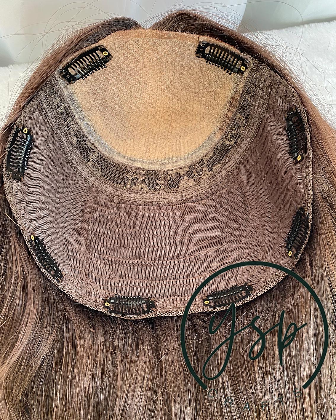 100% Human Hair silk topper for women Brown, Wavy Style,without bangs - Image 6