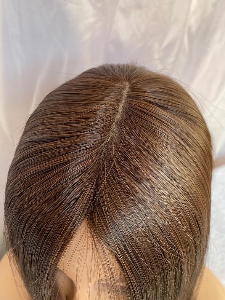 5x5 Silk Top Human Hair Topper | Natural Brown Hairpiece - Image 3