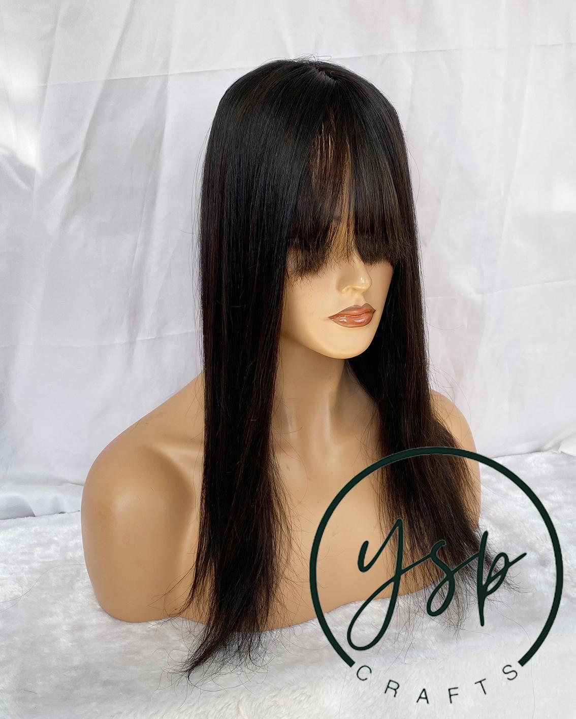 5x6 Silk Top Human Hair Topper with bangs | Black Color Hairpiece - Image 2