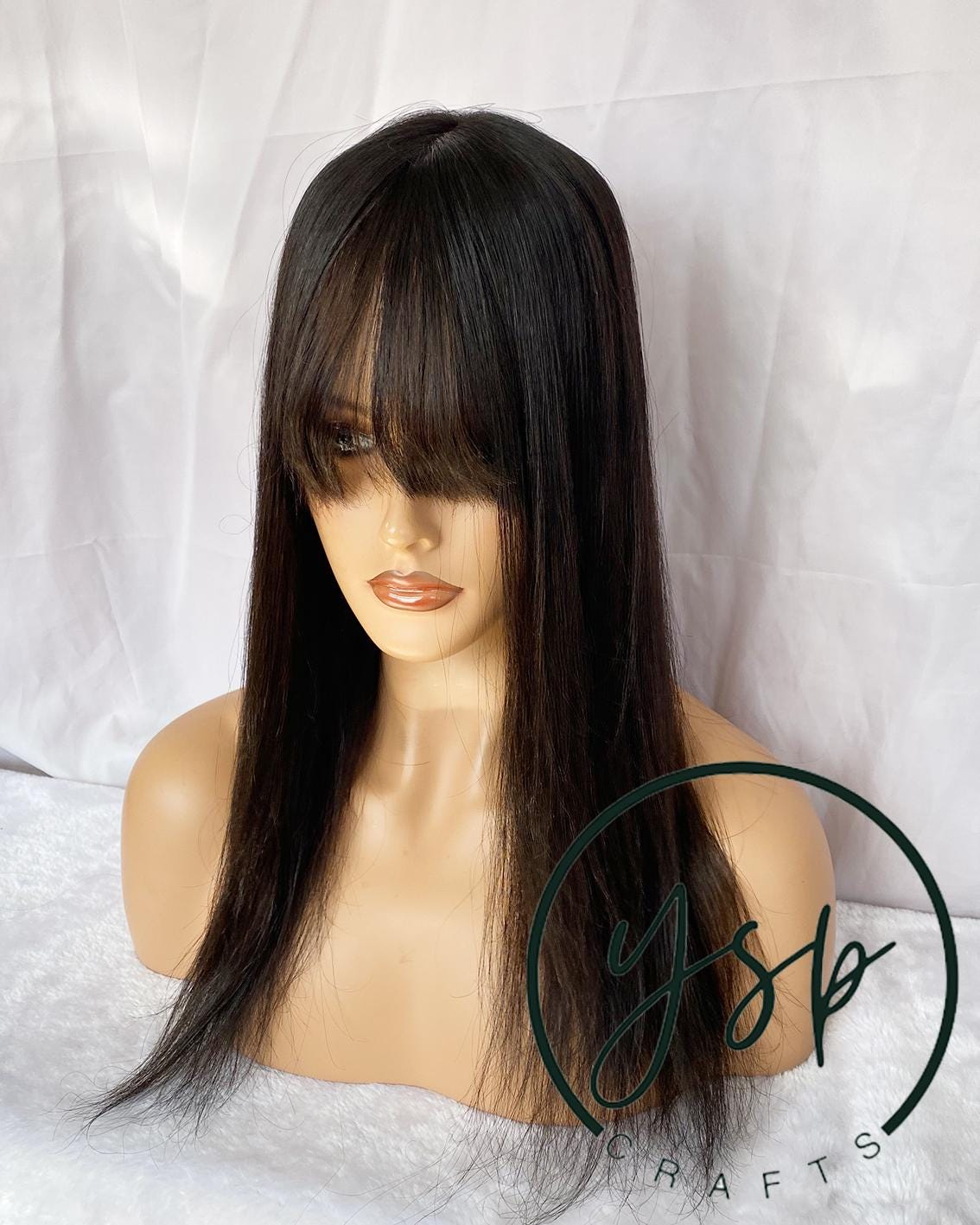 5x6 Silk Top Human Hair Topper with bangs | Black Color Hairpiece - Image 3