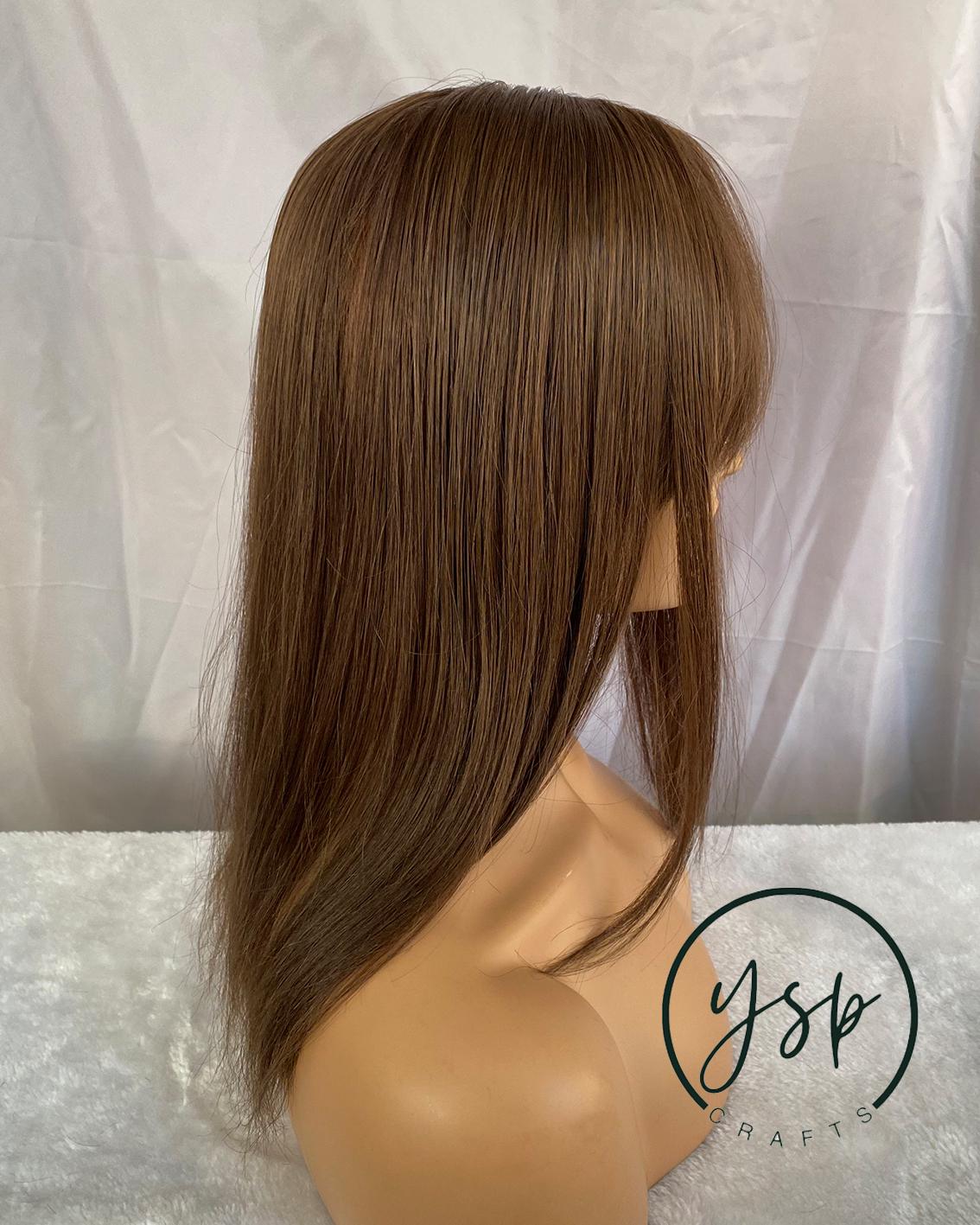 5x6 Silk Top Human Hair Topper with bangs | Light Brown Hairpiece - Image 4