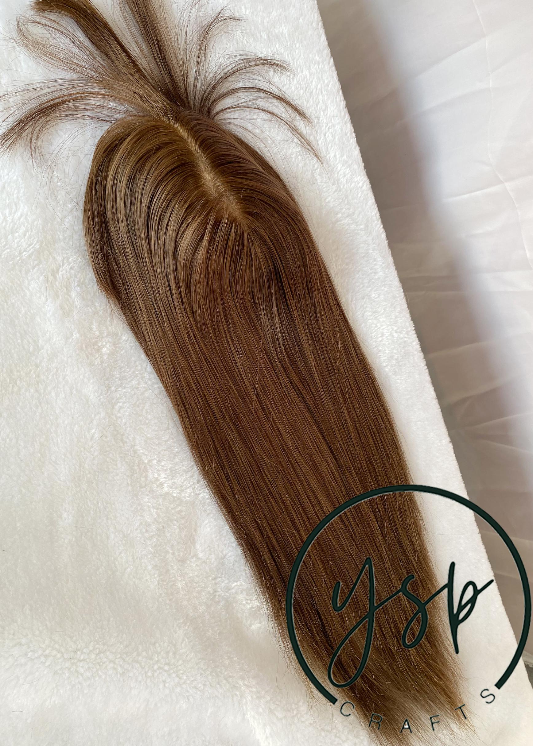 5x6 Silk Top Human Hair Topper with bangs | Light Brown Hairpiece - Image 5