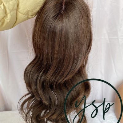 Alternative view of 8x8 Lace Front Brown Human Hair Topper | Wavy Hairpiece for Thinning Hair