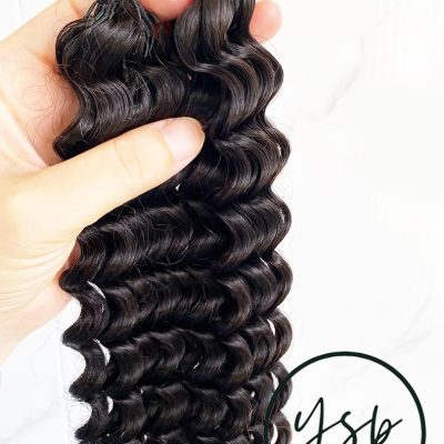 Alternative view of Curly Human Hair Crochet Extensions - Natural Black, 16 Inch