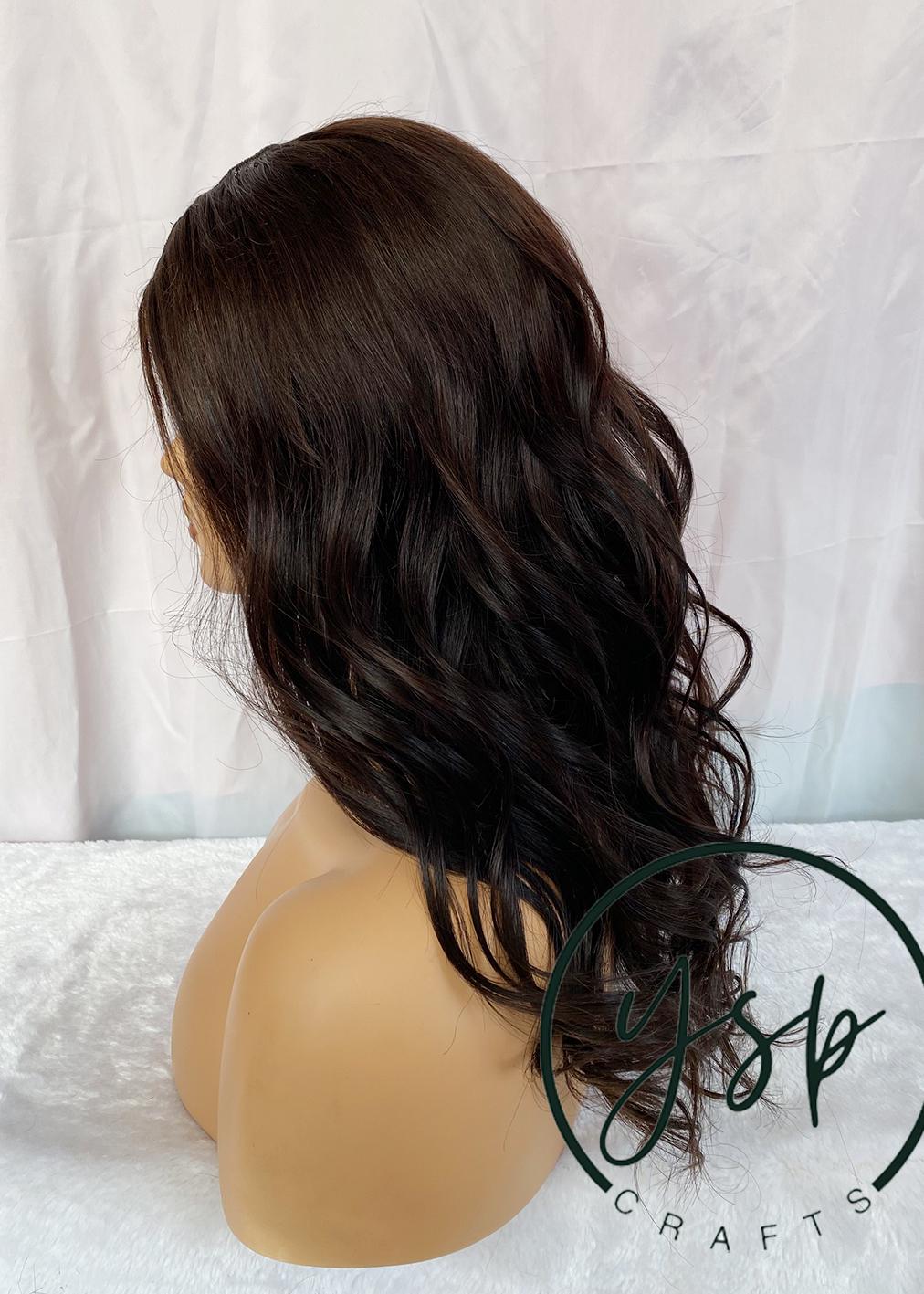 Darkest Brown Wavy Human Hair Wig - 13x6 Lace Front - Image 3