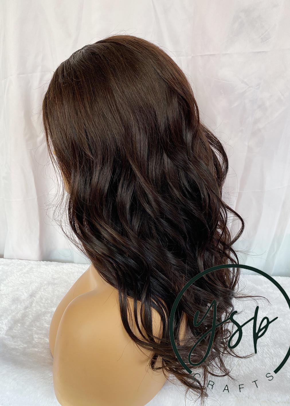 Darkest Brown Wavy Human Hair Wig - 13x6 Lace Front