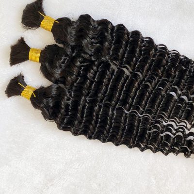 Alternative view of Deep Wave Human Hair Bulk for Braiding No Weft Extension Knotless Braiding Extensions