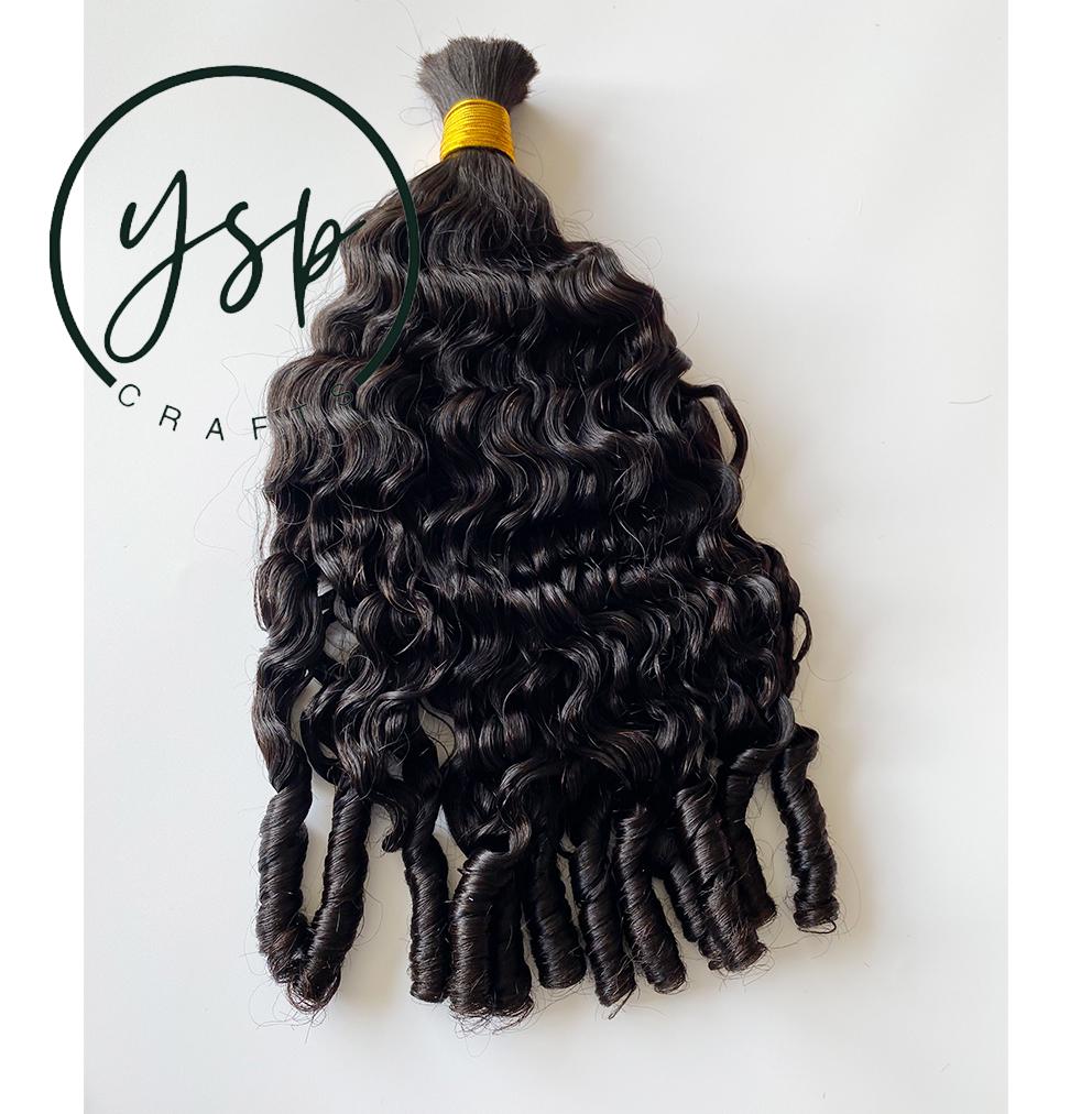 Double Drawn Water Curly Human Hair Bulk for Braiding - Image 3