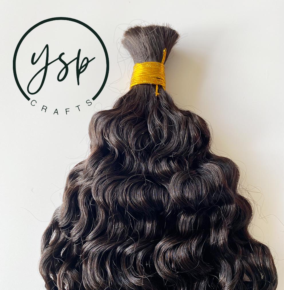 Double Drawn Water Curly Human Hair Bulk for Braiding - Image 2