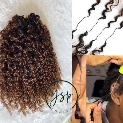 Alternative view of Human Hair Crochet hair extensions Multi-Textured Kinky Curly Human Crochet Hair #1BT#4 with Dark Roots Crochet braids
