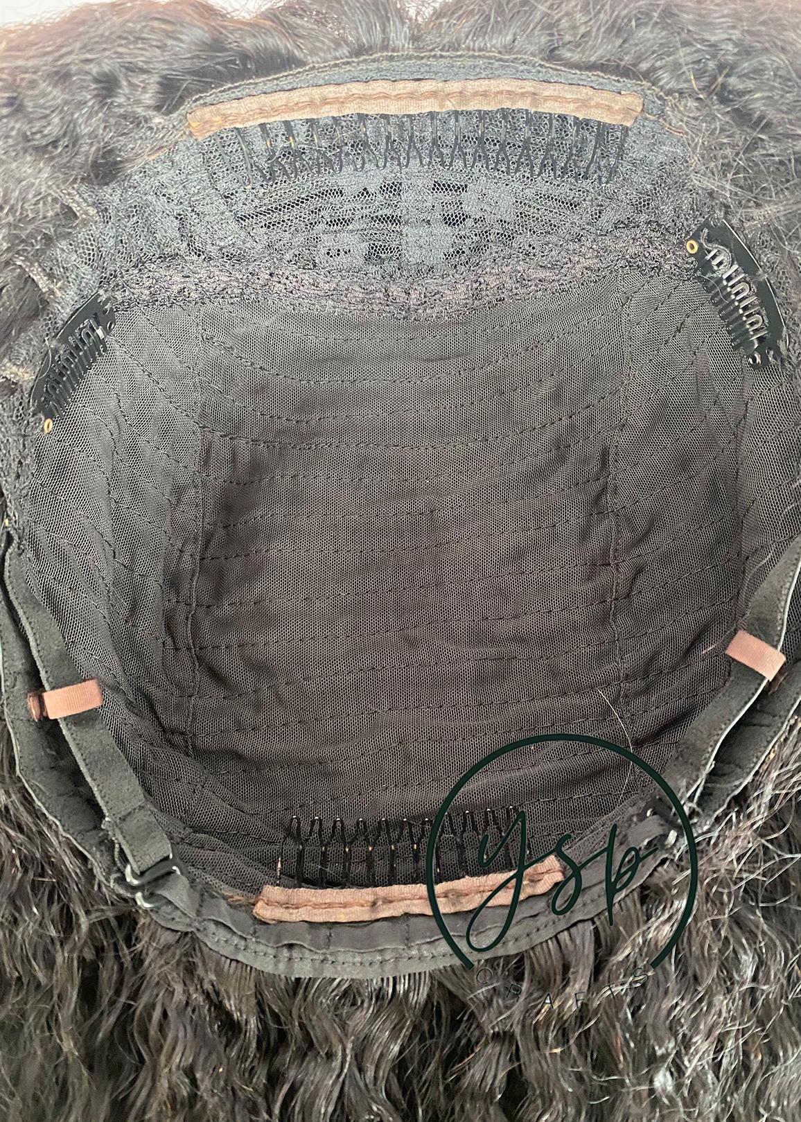 Human Hair 3/4 Half Wig Kinky Straight Natural Black Color - Image 6