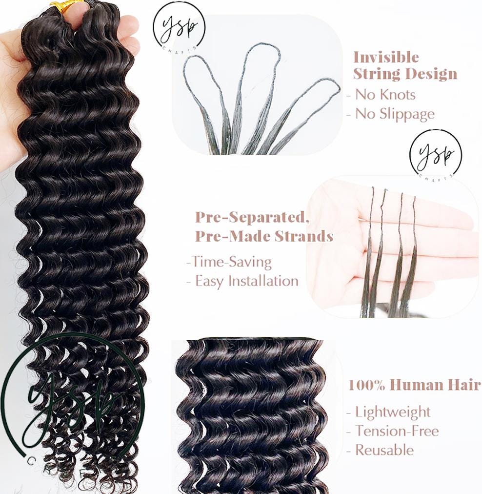 Human Hair Crochet Extensions Water Wave Natural Color - Image 2