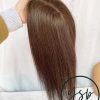 Human Hair Topper Medium Brown 5x5 Silk Base