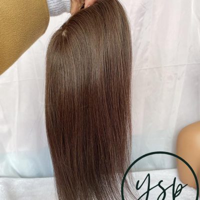 Alternative view of Human Hair Topper | Medium Brown 5x5 Silk Base