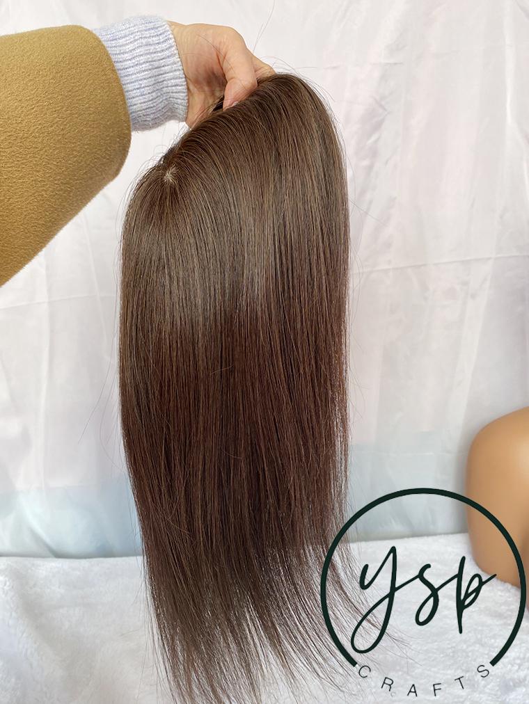 Human Hair Topper | Medium Brown 5x5 Silk Base - Image 2