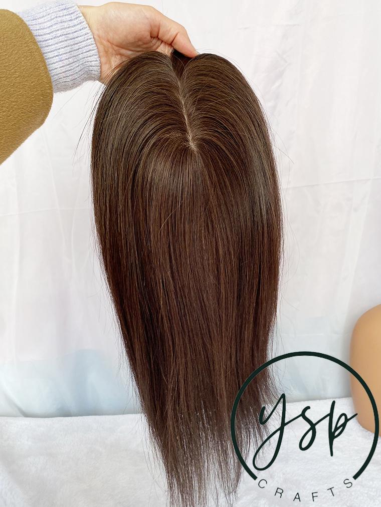 Human Hair Topper | Medium Brown 5x5 Silk Base - Image 3