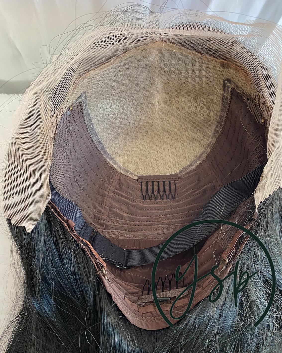 Jet Black Human Hair Silk Top Lace Front Wig, Wavy Glueless Wig - Image 7