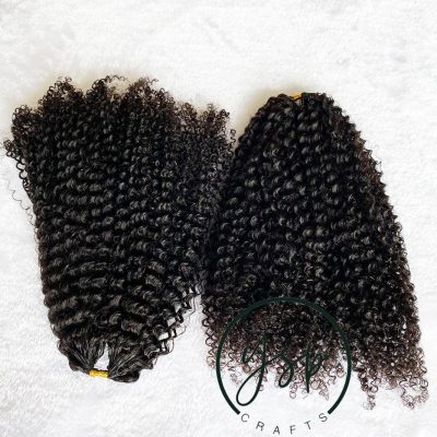 Alternative view of Kinky Curly Lightweight Human Crochet Hair Extensions Natural color Pre-Separated Crochet Hair Extensions
