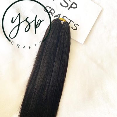 Light Yaki Human Hair Crochet Extensions, Natural Black 18 inch