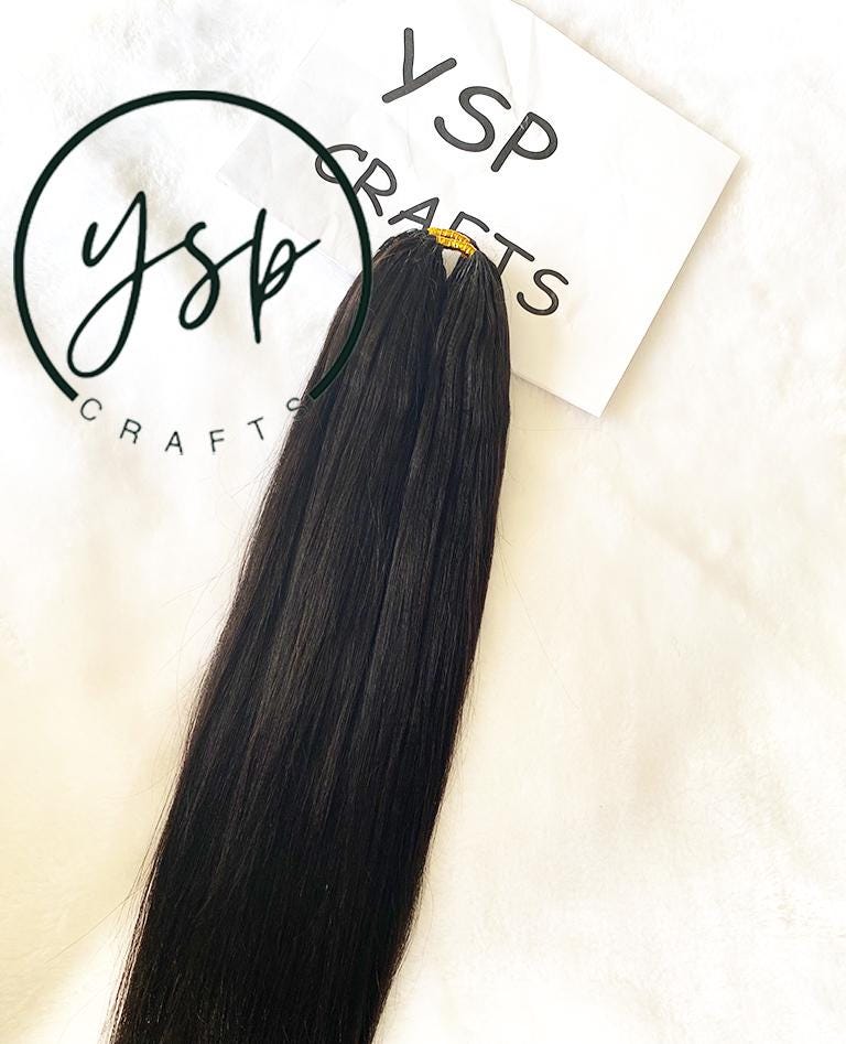 Light Yaki Human Hair Crochet Extensions, Natural Black 18 inch