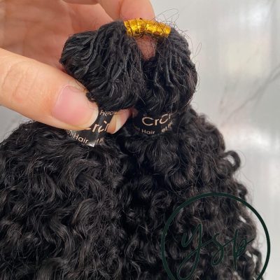 Alternative view of Multi-Textured Kinky Curly Crochet Hair Extensions Human Hair Natural Color Knotless Crochet Hair Extensions