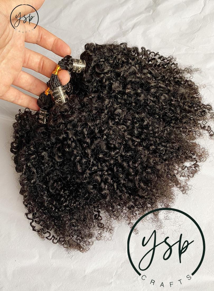 Multi-Textured Kinky Curly Crochet Hair Extensions Human Hair Natural Color Knotless Crochet Hair Extensions - Image 7