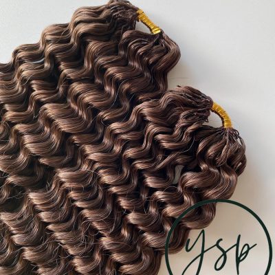 Medium Brown #4 Water Wave Human Crochet Hair