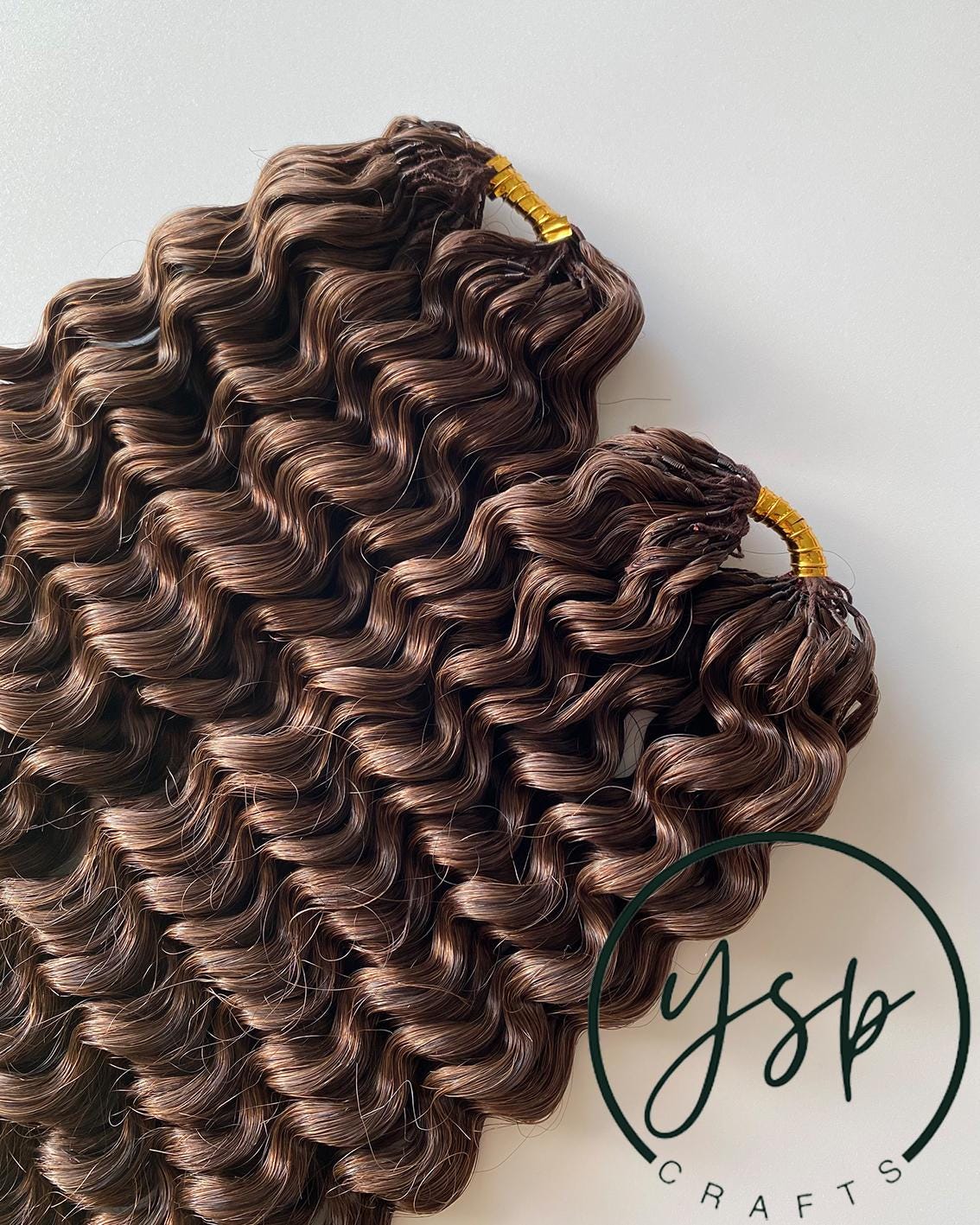 Medium Brown #4 Water Wave Human Crochet Hair
