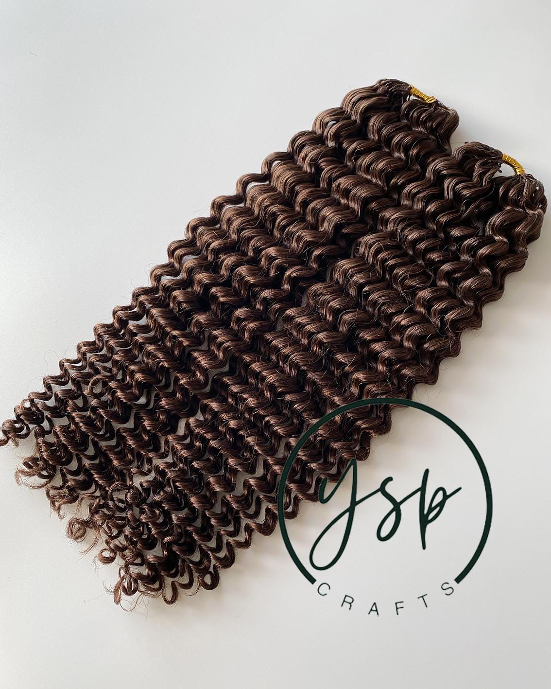 Medium Brown #4 Water Wave Human Crochet Hair - Image 2