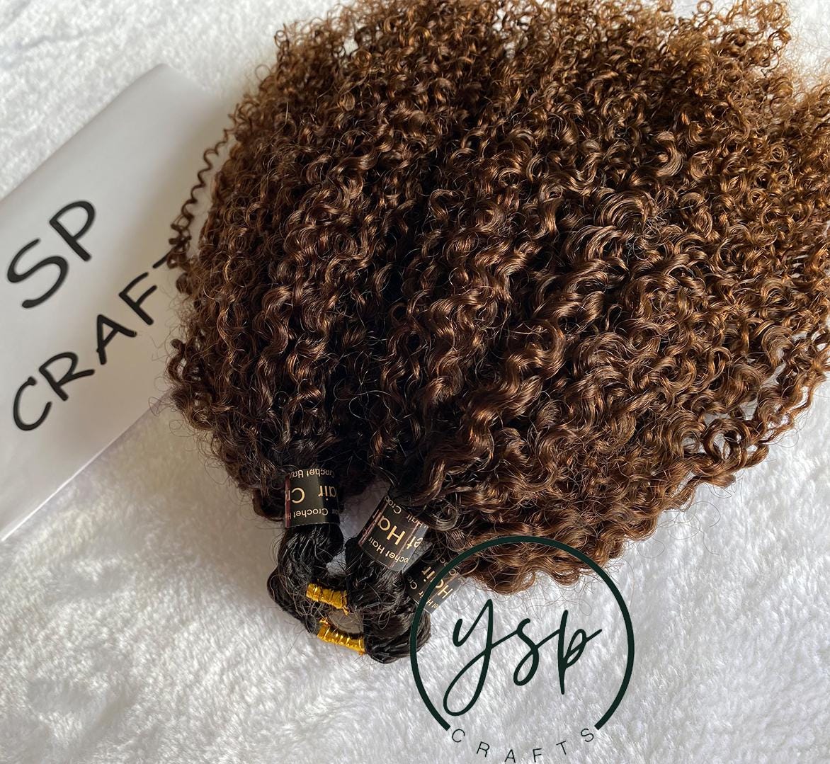 Multi-Textured Kinky Curly Human Crochet Hair #1BT4 Medium Brown with Dark Roots