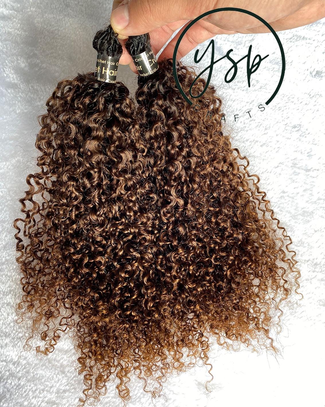 Multi-Textured Kinky Curly Human Crochet Hair #1BT4 Medium Brown with Dark Roots - Image 3