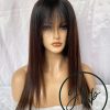 Ombre Brown 13x6 Lace Front Human Hair Wig with Bangs Straight Hair Wigs