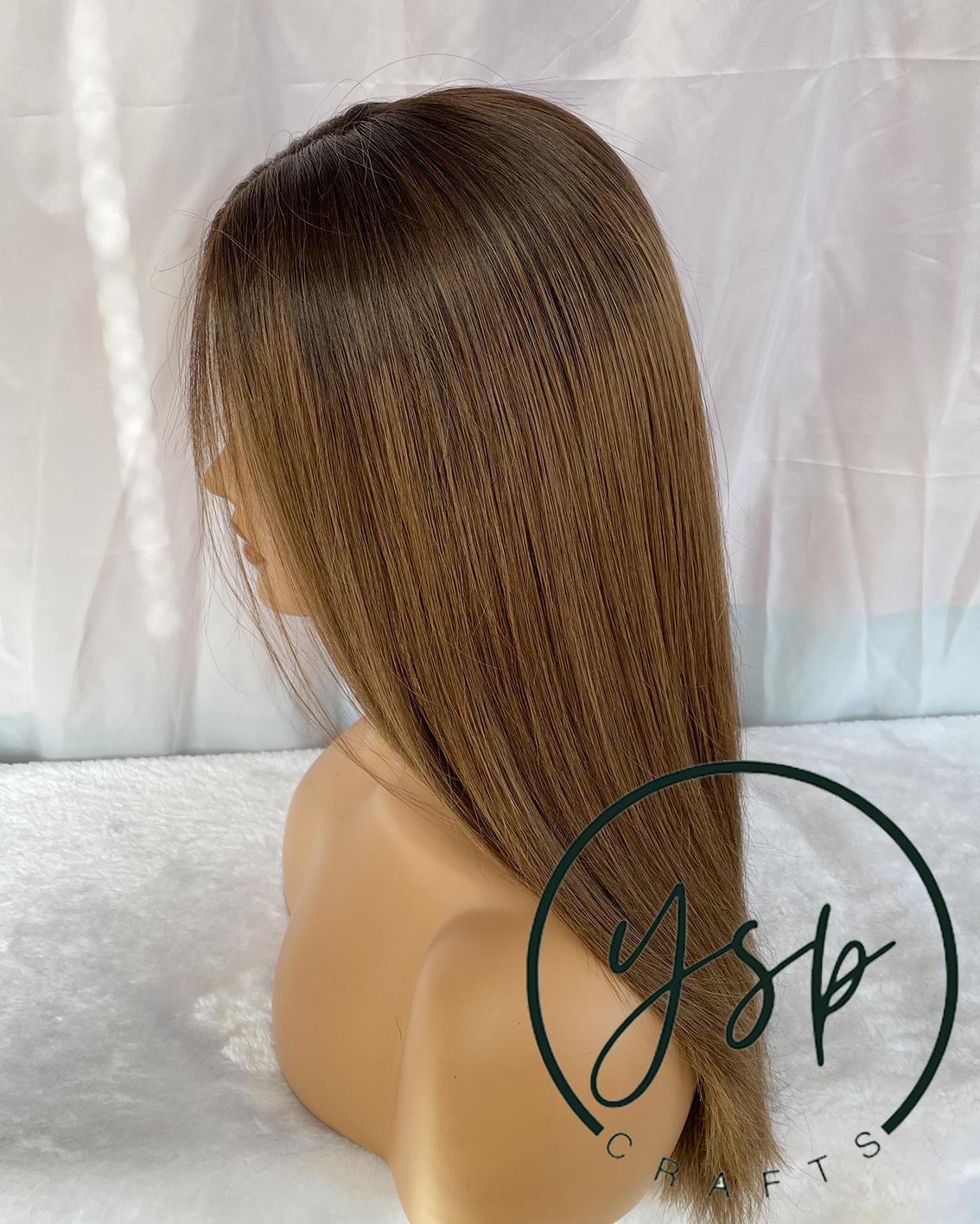 Ombre Brown Lace Front Wig | 13x6 Human Hair Straight Wig - Image 2