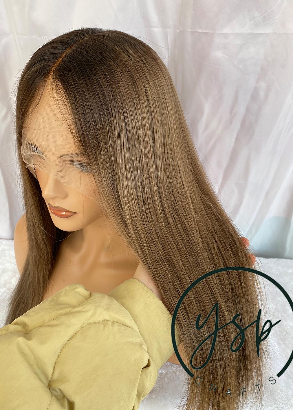 Ombre Brown Straight Human Hair Wig 13x6 Lace Front Wigs for Women