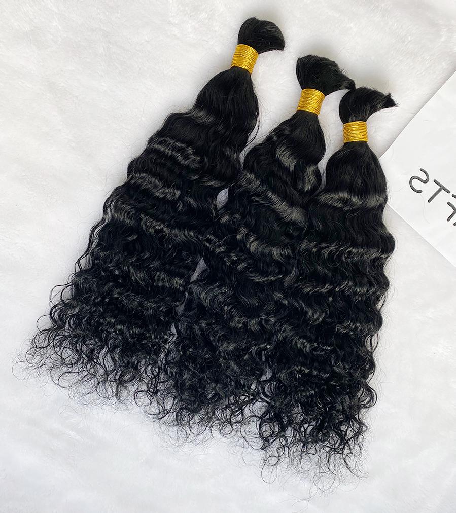 Water Wave 1B Human Hair Extensions: Boho Knotless Braiding, 20 inch, 3 Bundles - Image 4