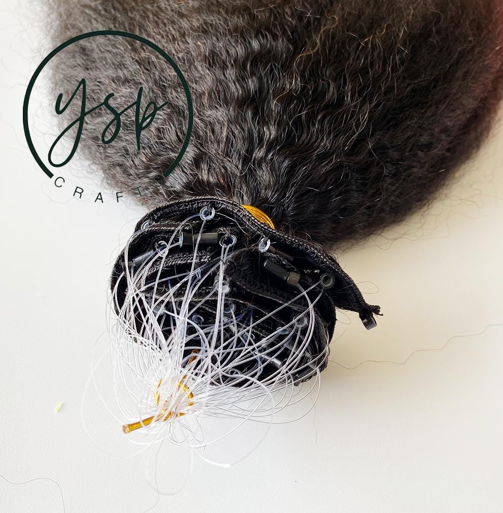 Pre-looped weft microlinks Kinky Straight Hair Extension - Image 4