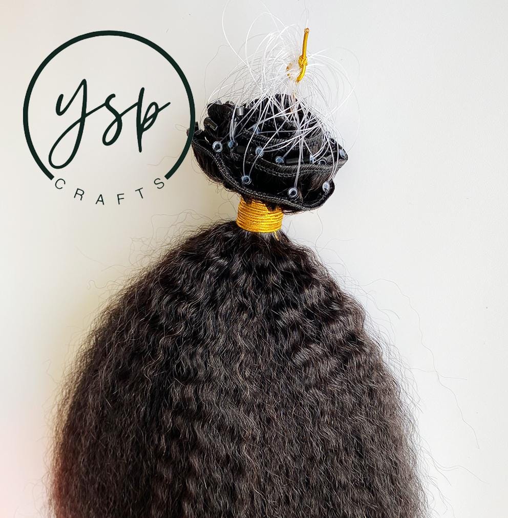 Pre-looped weft microlinks Kinky Straight Hair Extension - Image 3