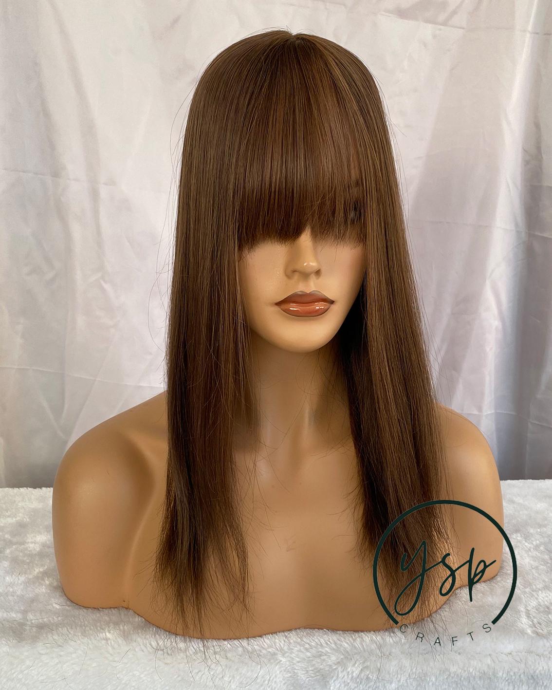 Silk Top Human Hair Wig with Bangs | Light Brown Lace Front - Image 3
