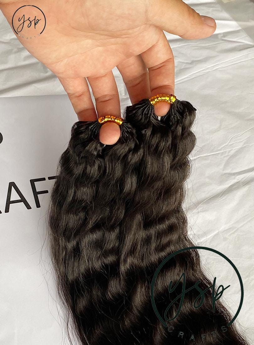 Wet and Wavy Human Crochet Hair Extensions lightweight Natural Color - Image 2