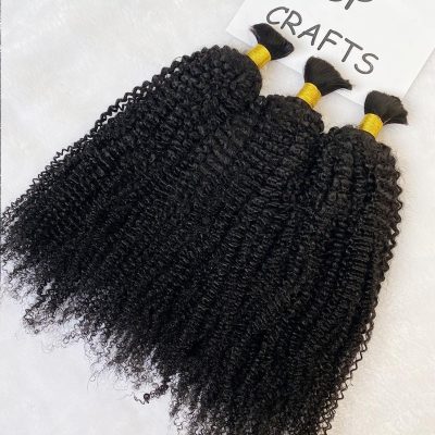 box braids Afro Kinky Curly Human hair Bulk Hair Extensions for Braiding 22 inches
