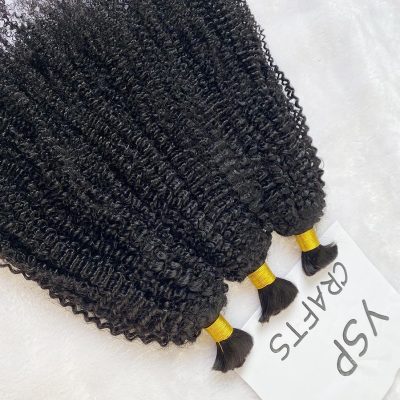 box braids Afro Kinky Curly Human hair Bulk Hair Extensions for Braiding 22 inches
