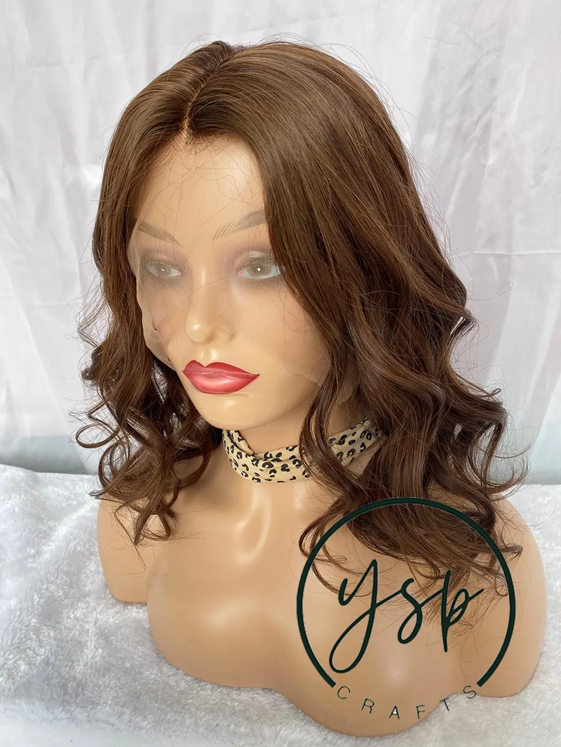 Real Human Hair 13*6 Lace Front Wig Medium Brown Wavy Short Wigs for Women - Image 5