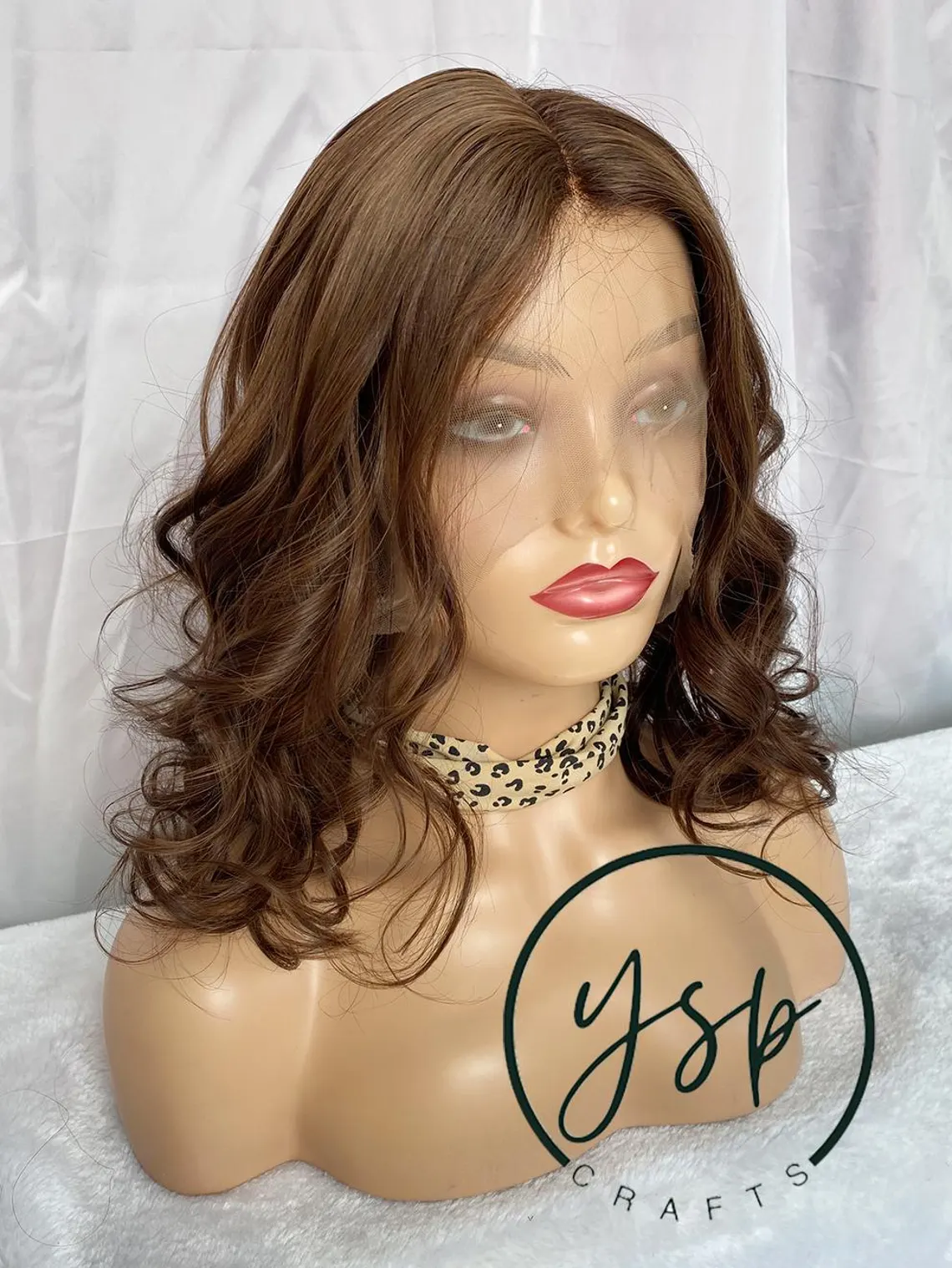 Real Human Hair 13*6 Lace Front Wig Medium Brown Wavy Short Wigs for Women - Image 2